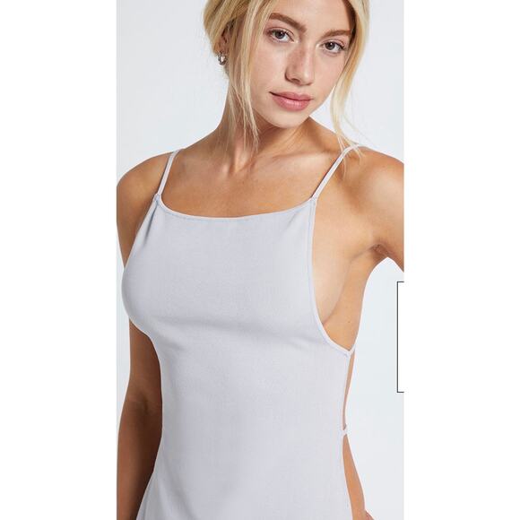 WEWOREWHAT High Neck Backless Tank Top Size XS in Gray Knit Ribbed - Picture 4 of 11